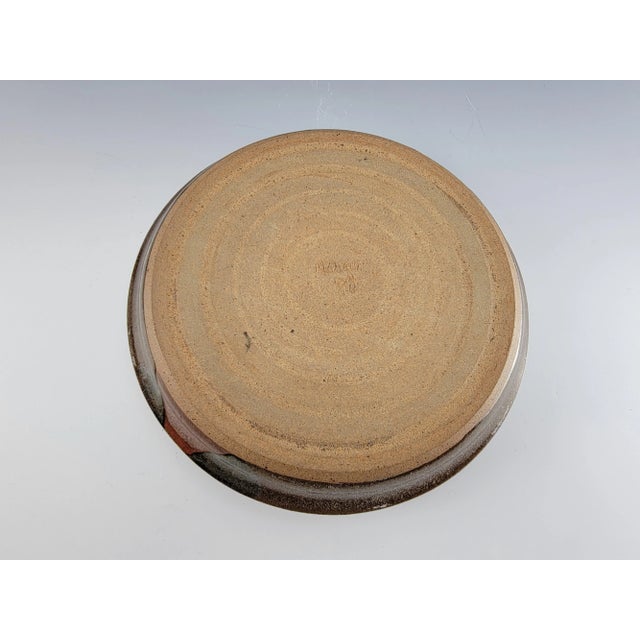 1980s Studio Art Stoneware Pottery Chip and Dip Serving Tray, Signed For Sale - Image 9 of 10