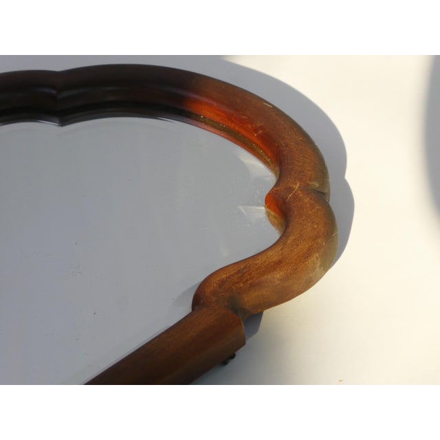 Brown Small Dutch Wooden Scallop Framed Wall Mirror with Beveled Glass, 1980s For Sale - Image 8 of 11