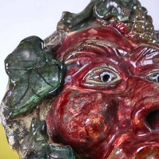 Bacchus mask sculpture in ceramic by Seminara Paolo Condurso Height: 26.5 Width: 20 Depth: 10. This piece is attributed to...