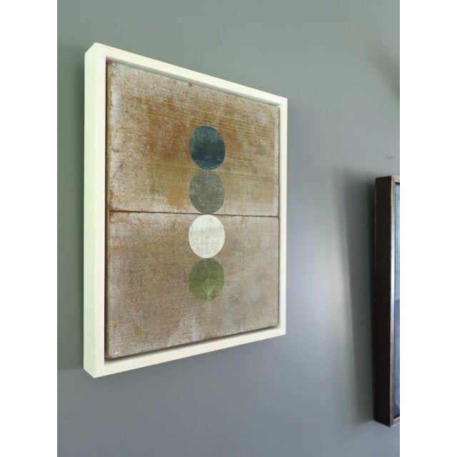 Contemporary 'Geometric Collage in Sandstone' Original Mixed Media Painting by British Artist Dave Boyd, Framed For Sale - Image 4 of 10
