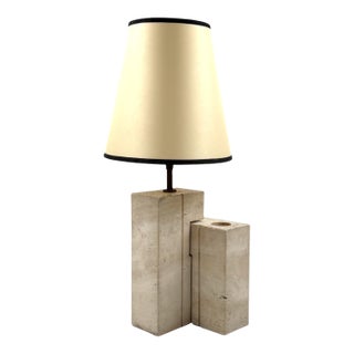 Mid-Century Modern Travertine Sculptural Table Lamp, Giulio Cesari, Nucleo Sormani, Italy 1960s For Sale