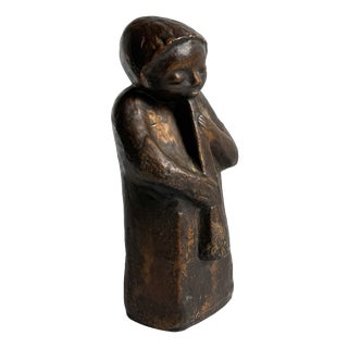 Ceramic Sculpture of Flute Player by Margarete K. Wiggen, Germany, 1960s For Sale