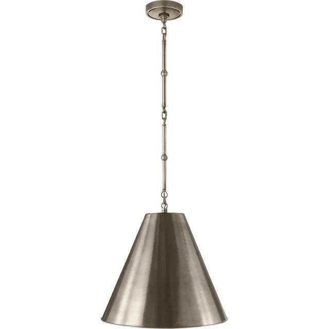 Modern Thomas O'Brien for Visual Comfort Signature Goodman Small Hanging Light in Antique Nickel with Antique Nickel Shade For Sale - Image 3 of 4