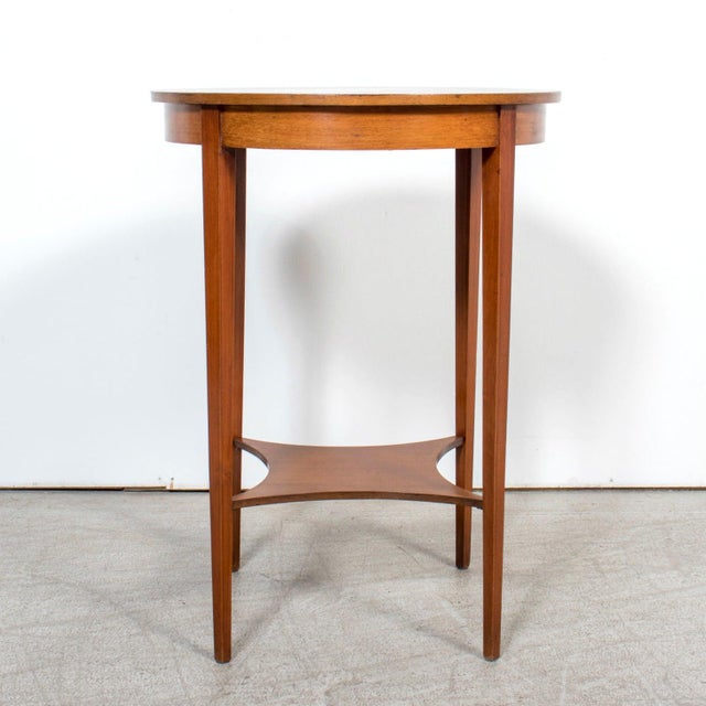 Wood 19th Century French Louis XVI Style Burled Walnut Gueridon With Shelf For Sale - Image 7 of 12