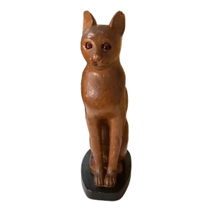 Mid 20th Century Hand Carved Wood Cat From Italy