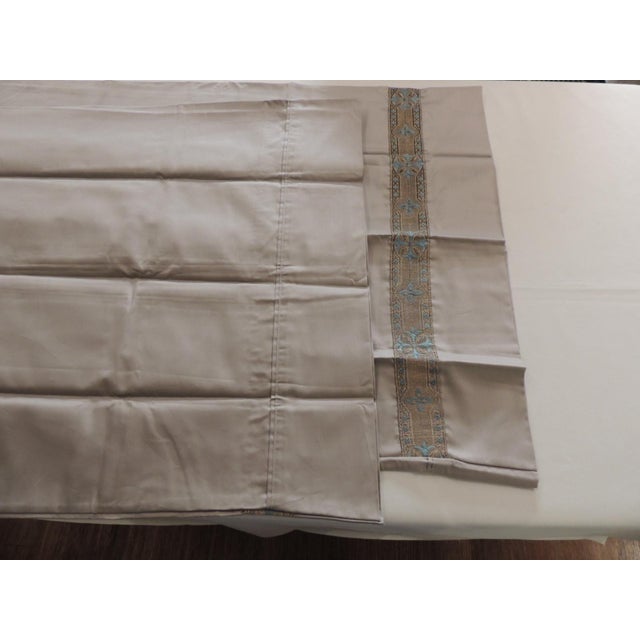 Textile Standard Pillowcases With Antique Metallic Threads Trim - Set of 2 For Sale - Image 7 of 9