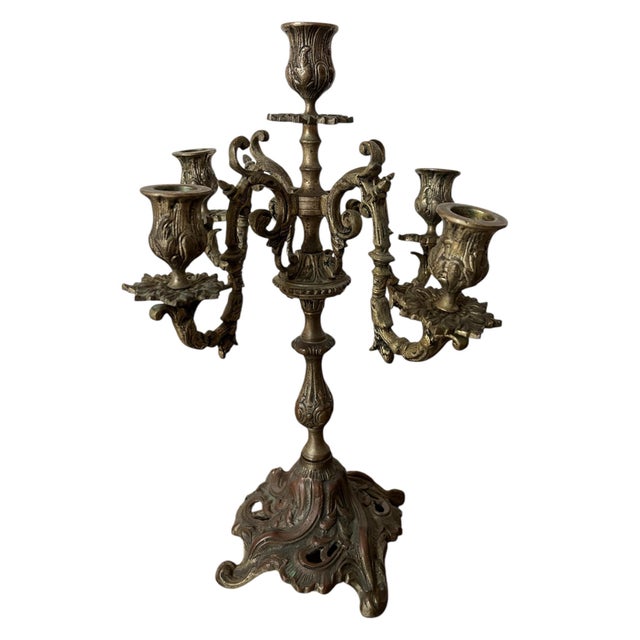 Pair of Mid-Nineteenth Century Bronze Rococo Candelabras For Sale - Image 4 of 11