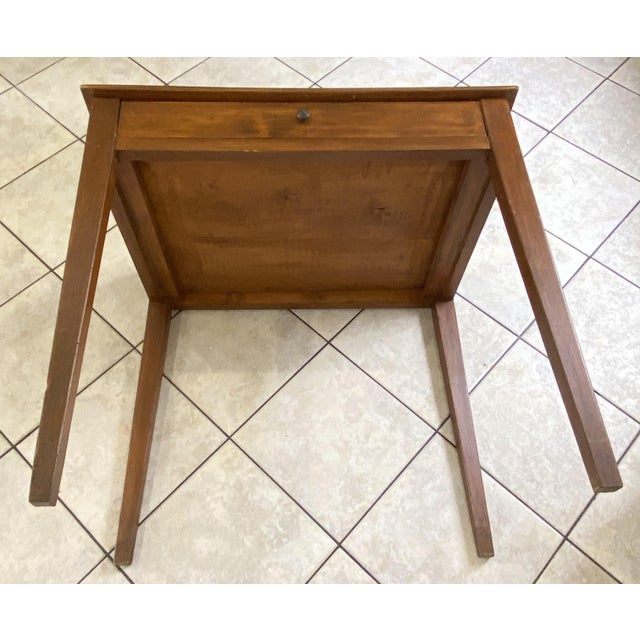 Wood Vintage Desk in Oak with Large Drawer, 1950 For Sale - Image 7 of 18