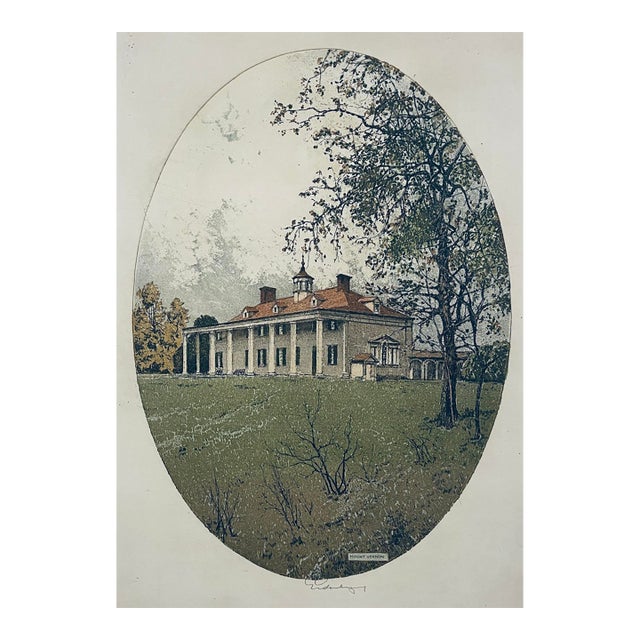 Josef Eidenburger George Washington's Mount Vernon Color Etching For Sale