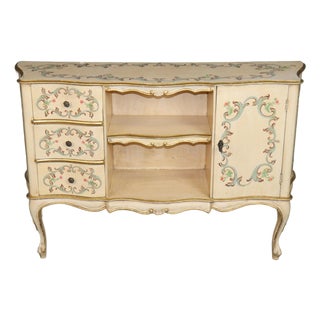 Vintage Italian Venetian Style Creme Painted & Gilt Cabinet C. 1950s For Sale