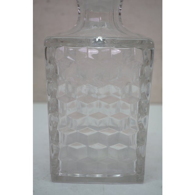 Transparent Vintage Fostoria Glass Geometric Square Liquor Bar Bottle Decanter For Sale - Image 8 of 15