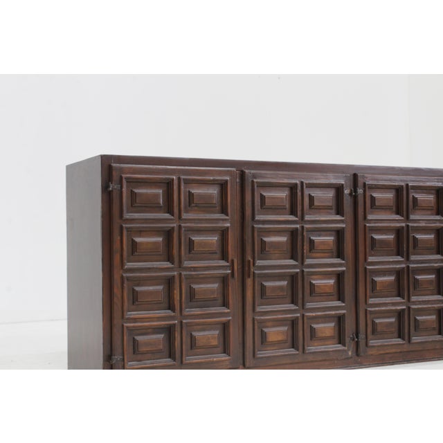 Vintage Brutalist Spanish Credenza, 1970s For Sale - Image 9 of 11