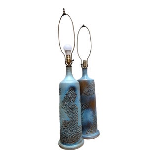 Mid 20th Century Pair of Madoura Vallauris Ceramic Table Lamps, France, Mid-Century For Sale