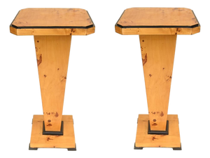 Art Deco Pedestal Tables in Bird's Eye Maple, 1930s, Set of 2