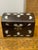 Vintage Mother-of-Pearl & Brass Inlaid Walnut Box with Dome Top from Turkey