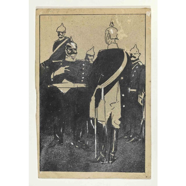 Gabriele Galantara, Austrian Soldiers, Mixed Media Drawing, 1916 For Sale - Image 3 of 3