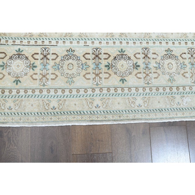 1970s Vintage Persian Handmade Wool Cotton Light Yellow Area Rug For Sale - Image 9 of 11