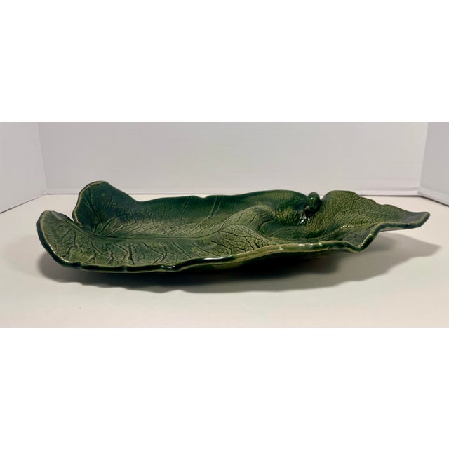 2007 Sabrina Gribneau Nedell Green Leaf Snail Ceramic Platter Studio Art Pottery Description: Beautiful and highly...