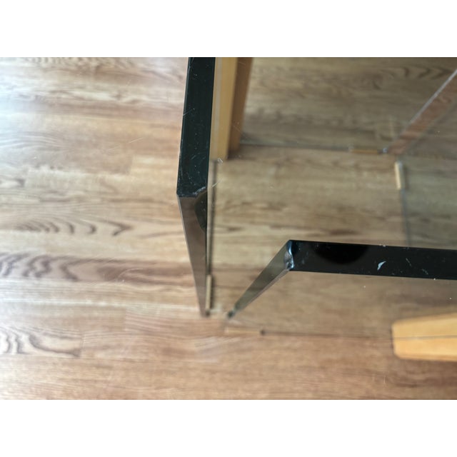 1980s Vintage Italian Glass Table With a Set of 4 Wood and Brown Leather Chairs in the Style of Pietro Costantini For Sale - Image 12 of 18