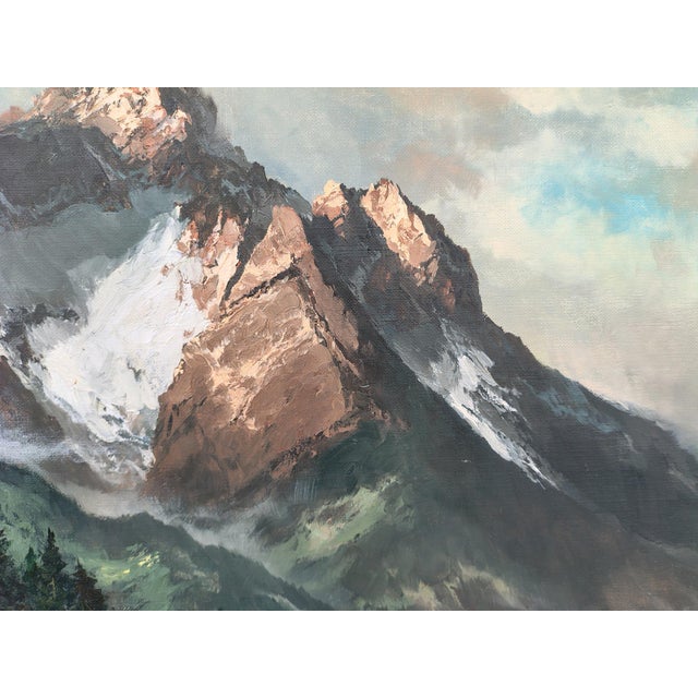 1950s Arno Lemke, Waxenstein and Alpspitze, 1950s, Oil on Canvas For Sale - Image 5 of 15