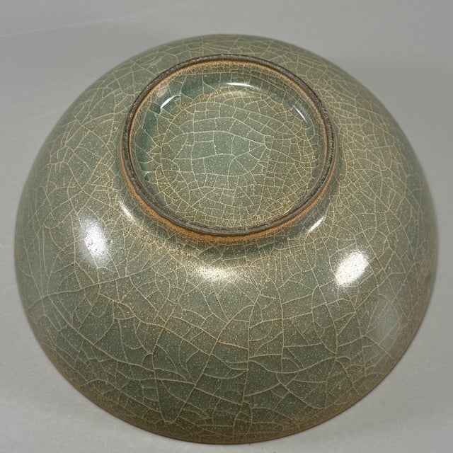 Ceramic Vintage Chinese Longquan Celadon Crackle Glaze Bowl For Sale - Image 7 of 7
