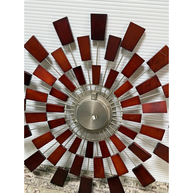 Kenneth Wingard Mid 20th Century Inspired Sunburst Wall Clock For Sale - Image 4 of 12