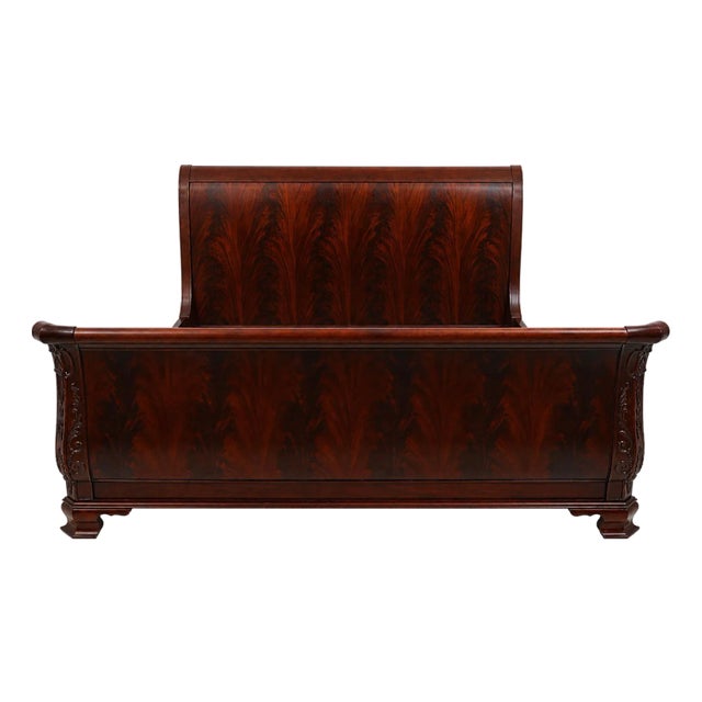 Hickory Chair Co Mahogany King Size Sleigh Bed For Sale