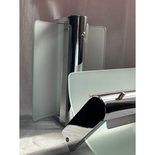 Vintage Wall Lights in Chrome and Sandblasted Glass, 1980s, Set of 2 For Sale - Image 12 of 12