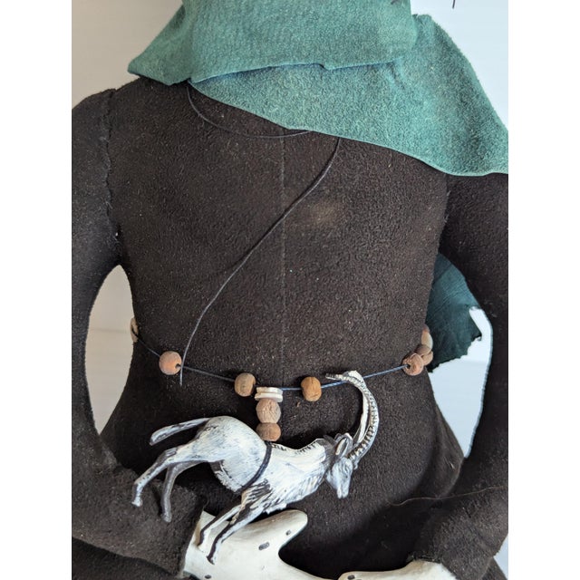 Black Handcrafted Sandy Fenton Signed Folk Art Multi Media Jester For Sale - Image 8 of 8