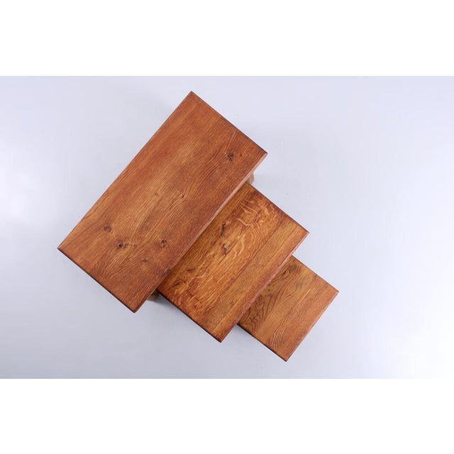 Oak Nesting Tables from Charlotte Perriand, 1960s, Set of 3 For Sale - Image 14 of 15