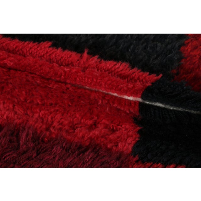 Vintage Swedish Rya Rug, Red and Black Geometric Pattern - Rug & Kilim For Sale In New York - Image 6 of 8