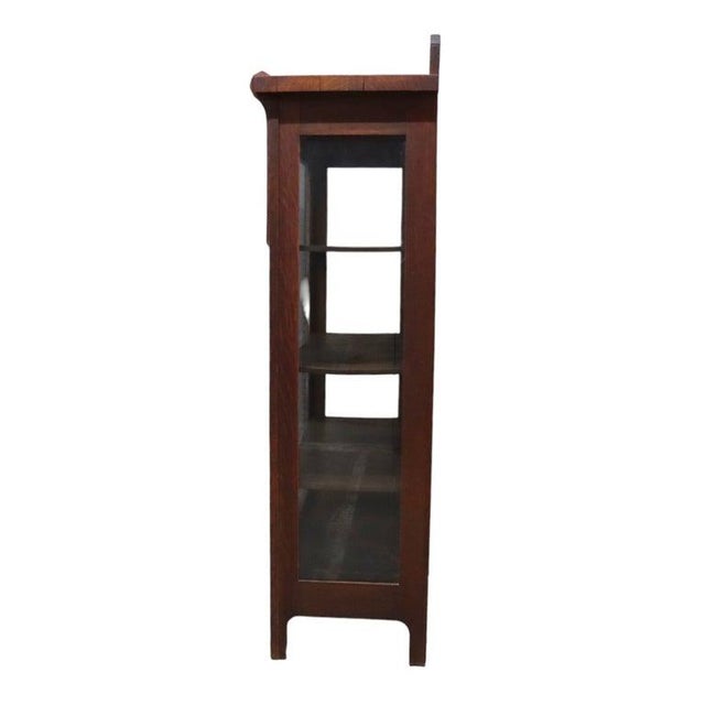 Wood Arts & Crafts Mission Oak 2 Door China Cabinet in the Manner of Stickley C1920 For Sale - Image 7 of 8