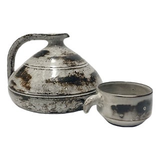 Vintage Ceramic Pitcher and Cup by Gérard Hofmann, 1960s, Set of 2 For Sale