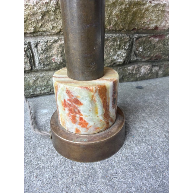 Brass Vintage Brass and Marble Table Lamp For Sale - Image 8 of 12