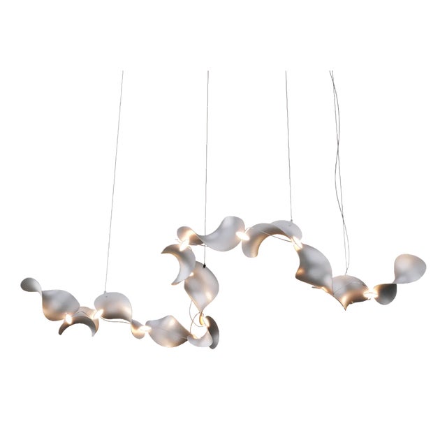 Dune 12 Curve Pendant Light with Silver Anodized Shades by Daniel Becker For Sale