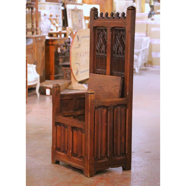Brown 19th Century French Gothic Oak "Stalle De Chœur" Chair With Lift-Up Seat For Sale - Image 8 of 12