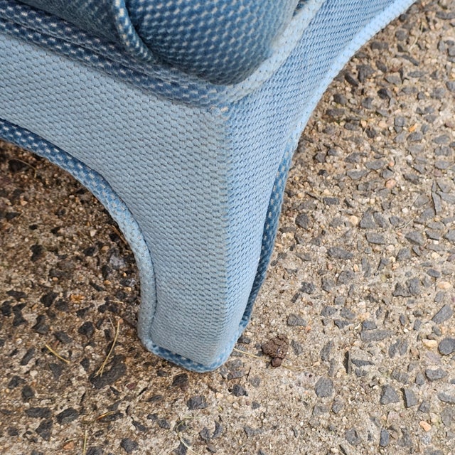 1990s 1990s Large Boho Chic Light Blue Velvet Ottoman Attributed to Carsons For Sale - Image 5 of 8