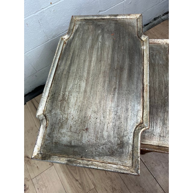 1960s Italian Florentine Silver-Gilt Wood Nesting Tables, Set of 3 For Sale - Image 10 of 12