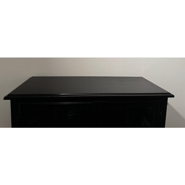 Black Bronson Mahogany Glass Door Bookcase Cabinet in Heritage Black Attributed to Pottery Barn For Sale - Image 8 of 18