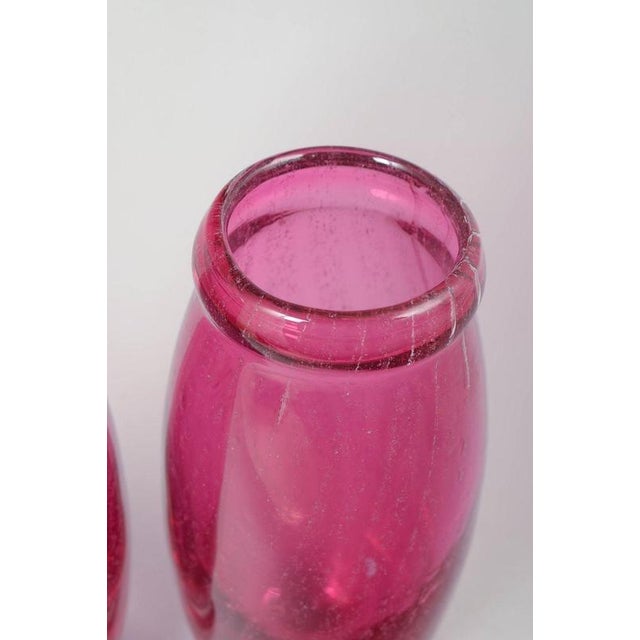 Pink Art Glass Vases from Chribska Glassworks, 1990s, Set of 2 For Sale - Image 3 of 5