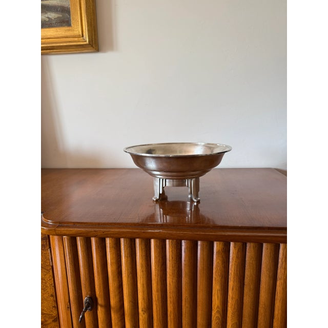 Art Deco centerpiece / coup / vide poche Maison Ercuis, France 1940 silver-plated metal 12 cm H x 25.5 cm diam....