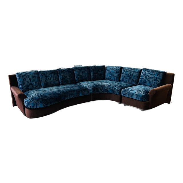 1980s Large Serpentine Sectional Styled After Vladimir Kagan. Newly Upholstered. For Sale