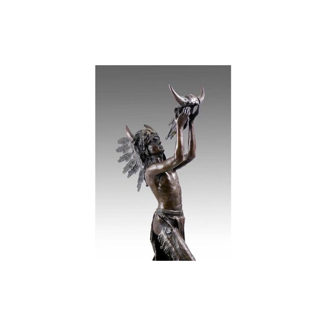 19th Century Bronze Sculpture Representing an Indian American For Sale - Image 3 of 8