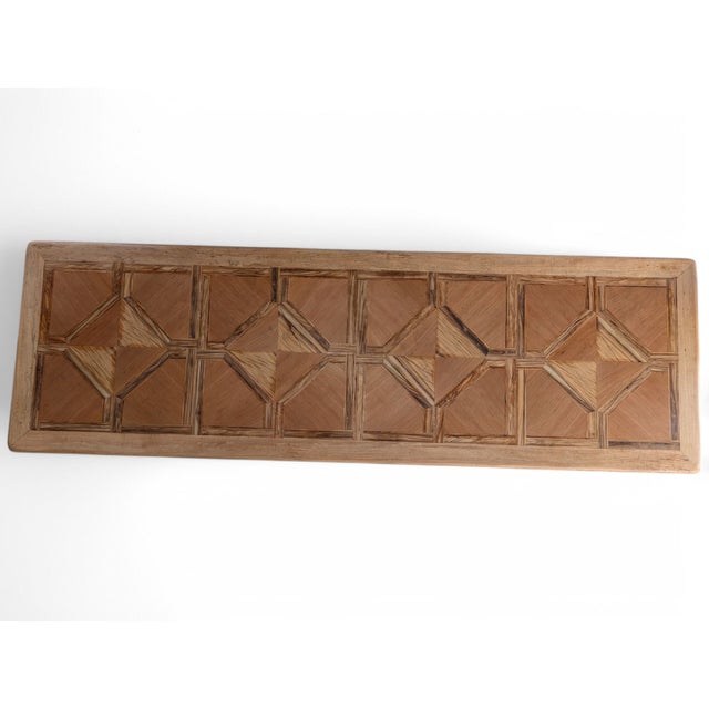 Wood Handcrafted Table with Wood Inlays For Sale - Image 7 of 8