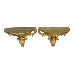 Pair of Italian Carved and Giltwood Wall Brackets