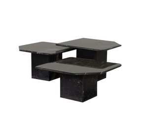 Black Carrara Marble Side Tables with Oblique Angles, Italy, 1970s, Set of 3