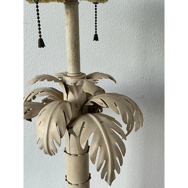 Vintage Punch Cut Metal Palm Lamp For Sale - Image 11 of 12
