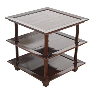 Barbara Barry for Baker Furniture Modern Regency Dark Mahogany Three-Tier Occasional Side Table For Sale