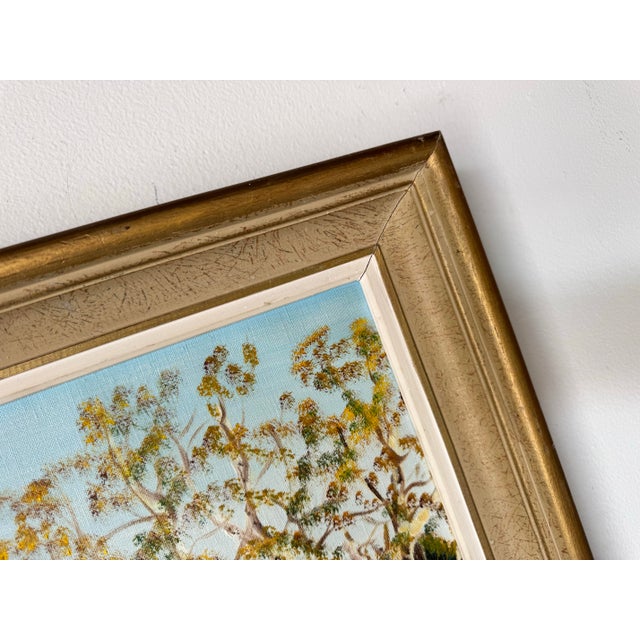 Brown 1970s Vintage Fall Landscape Oil on Canvas Painting, Signed For Sale - Image 8 of 12