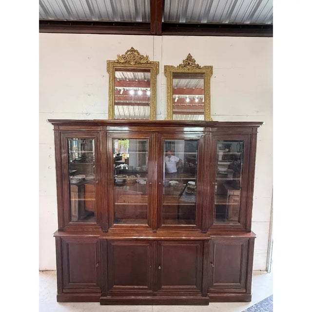 Large 19th Century French Louis XVI Solid Mahogany Bookcases For Sale - Image 10 of 18